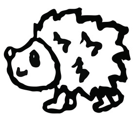 Hand drawn crayon hedgehog outline for kid colouring book, autumn, camping, wild animal, zoo, cartoon characters, comic, mascot, patch, shirt print, sticker, plush toy, kid doll, trip, travel, forest