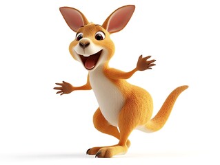 Joyful cartoon kangaroo character studio setting digital illustration