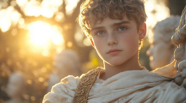 a cinematic still of the young roman emperor tiberius,
