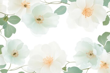 blooming floral pattern on white canvas delicate petals showcasing intricate designs in soft pastel colors