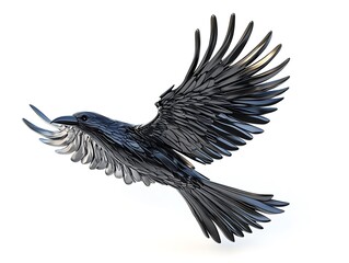 Obraz premium Dynamic black bird in flight nature scene digital artwork aerial view