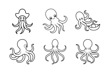 outline of Smart and Shape Shifting Octopuses KDP colouring book