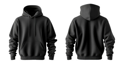 gray hoodie with front pocket and drawstring hood, displayed from front and back views. Perfect for casual wear