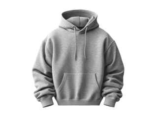 Cozy gray hoodie with front pocket and adjustable drawstring hood