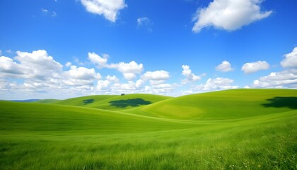 Obraz premium Rolling Hills Under a Blue Sky: A Serene Landscape View
