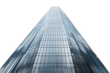 Obraz premium Ascending glass facade of modern skyscraper against transparent space