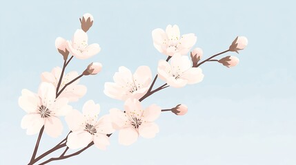 Cherry blossom, delicate petals, soft pink