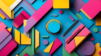 of geometric shapes and vibrant colors forming a modern, abstract background 