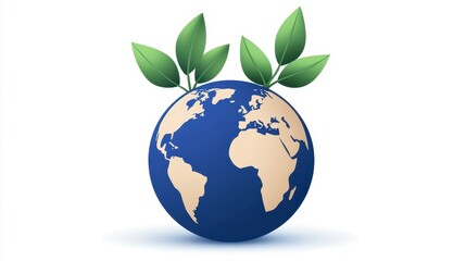 Earth with Leaves Representing Nature and Sustainability Concept