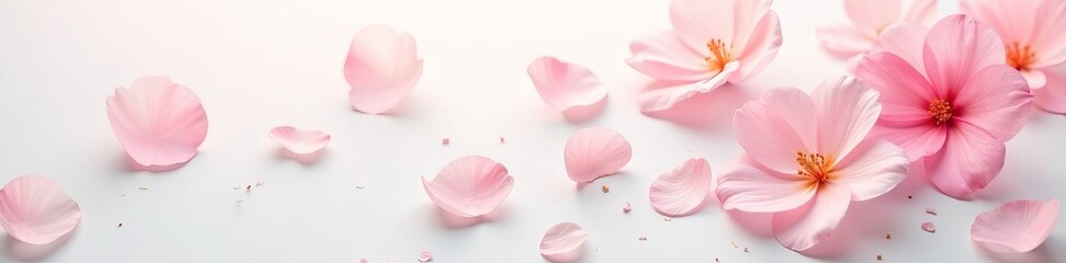 Naklejka premium Soft pastel petals on white backdrop, elegant and feminine, elegant, spring