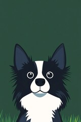 Fototapeta premium border collie dog illustration black and white fur alert eyes stock vector