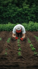 Fototapeta premium Farmer Planting Seedlings