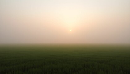 Obraz premium Misty Sunrise Over the Paddy Field: Serene Rural Landscape