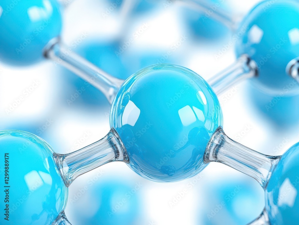 Aufkleber Abstract 3D Rendering of a Blue Molecular Structure