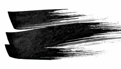 Obraz premium Thick black brush strokes on a white surface, evoking energy and movement with bold contrast. 