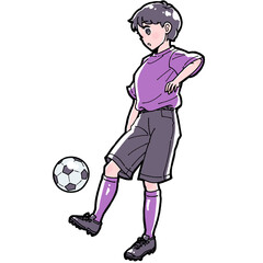 サッカーをする女の子のイラスト