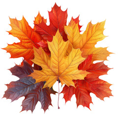 Fototapeta premium Colorful Autumn Leaves in Shades of Red, Yellow, and Orange Arranged Over a White Background for Seasonal Decor