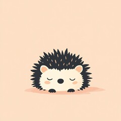sleepy hedgehog on soft pastel background