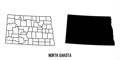 High detailed vector map - North Dakota