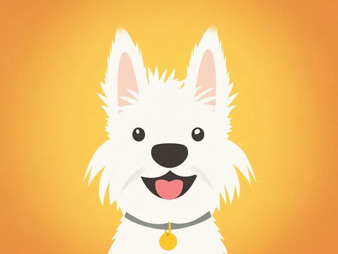 west highland white terrier dog close-up illustration on golden background