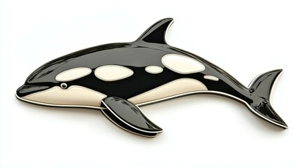 Obraz premium Orca Whale Ceramic Wall Decor: Glossy Black and Cream Artistic Design