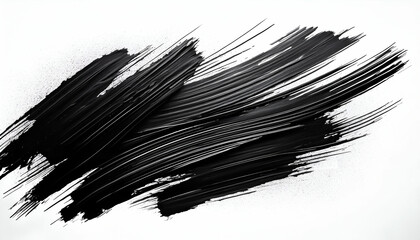 Black Ink Brush Stroke Isolated Dynamic black ink brush stroke on white. Ideal for design elements, textures, or grunge-style projects.

