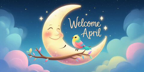 April Month Illustration &ndash; Spring Flowers, Blooming Nature, Fresh Seasonal Design, Springtime Art, Colorful April Theme