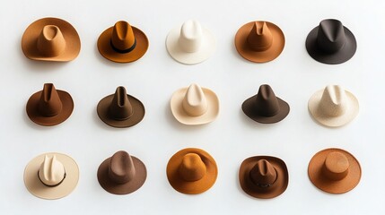 Various shaped hat icons set.