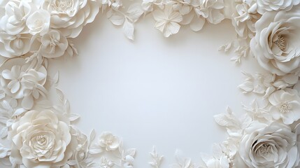 An artistic and elegant floral arrangement with various white flower types