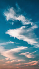 Breathtaking Pastel Sunset: Tranquil Evening Sky Art with Vibrant Cloudscape and Dreamlike Atmosphere