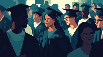 Obraz premium Diversity in School Graduation Ceremony Illustration