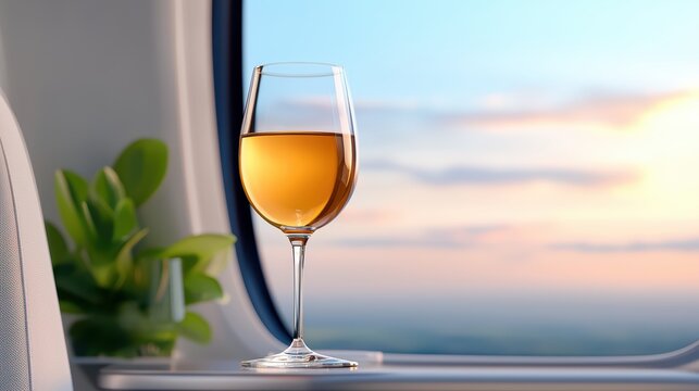Luxury Private Jet Dining Experience with Scenic Sunset View from Window