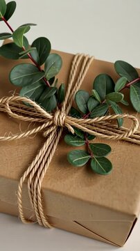 Eco-Friendly Gift Wrapped in Kraft Paper with Eucalyptus