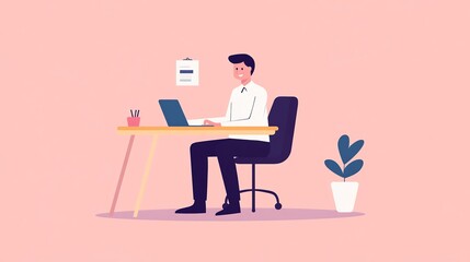 HR manager, interview, documents, desk, friendly, flat illustration
