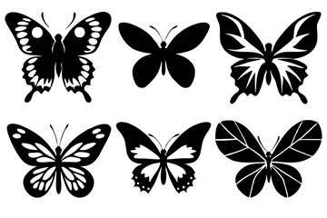 set of Butterflies Silhouette vector illustration