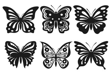 set of Butterflies Silhouette vector illustration