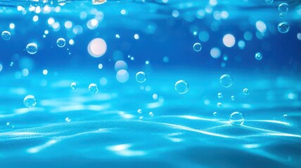 Blue ocean with many bubbles