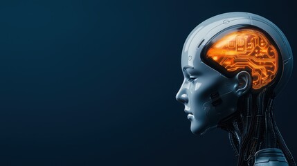 Fototapeta premium Artificial Intelligence in Education Concept with Futuristic Robot Profile