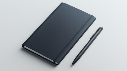 Black notebook and pen, essential tools for writing, journaling, notetaking