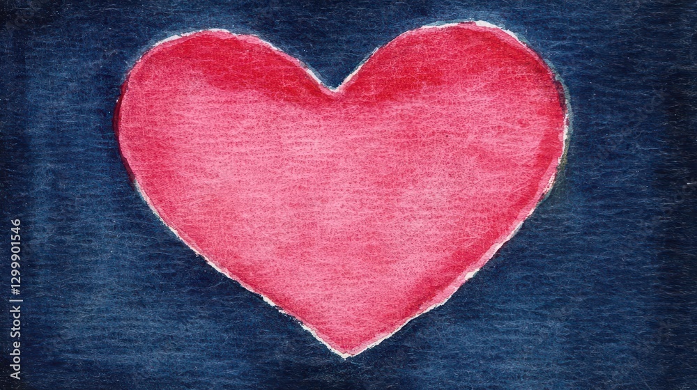 Aufkleber heart shape painted on a solid blue background for creative art and design concepts