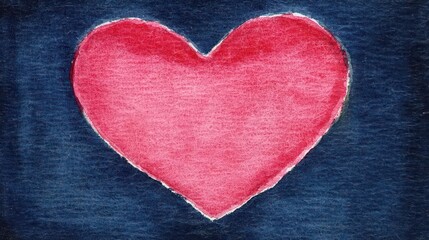 Fototapeta premium Heart shape painted on a solid blue background for creative art and design concepts