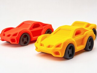 Modern toy photography featuring 3D printed car models
