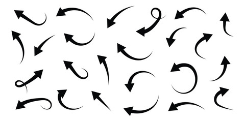 Long curved hand drawn arrow vector illustration eps 888.