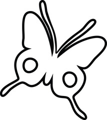 Simple black line art butterfly illustration.