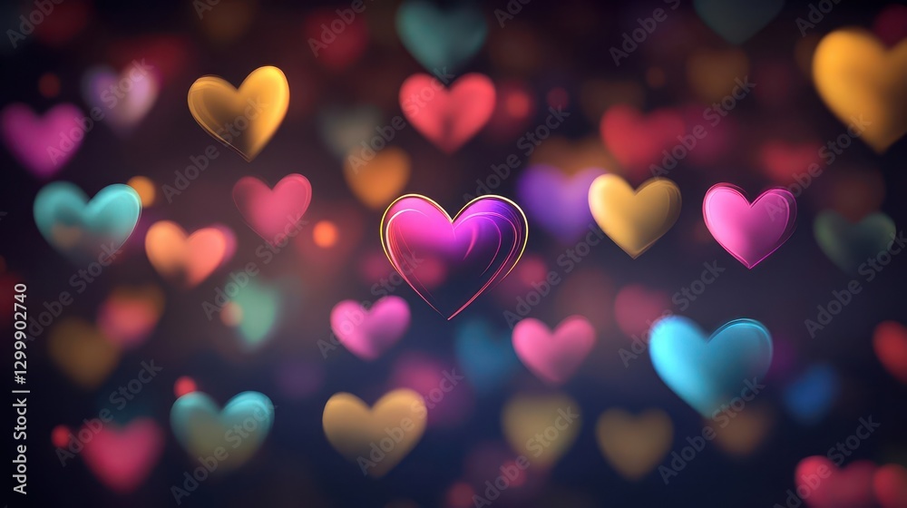 Aufkleber colorful heart shaped background filled with various small hearts in different colors and sizes