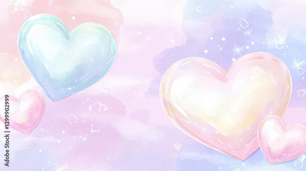 Fototapete three hearts arranged on a soft pink background in a simple and minimalist design