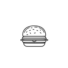 Fototapeta premium Vector Icon of a Classic Burger with a Bun, Patty, and Lettuce in Monochrome Outline Style