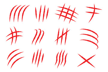 Claws scratches icons vector set. Claw marks. Hand drawn Animal's claws scratch. paws scratch . vector illustration eps 1111.