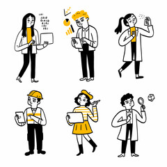 People of various professions, Hand drawing vector illustration.