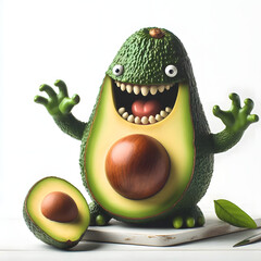 Avocado monster in white background